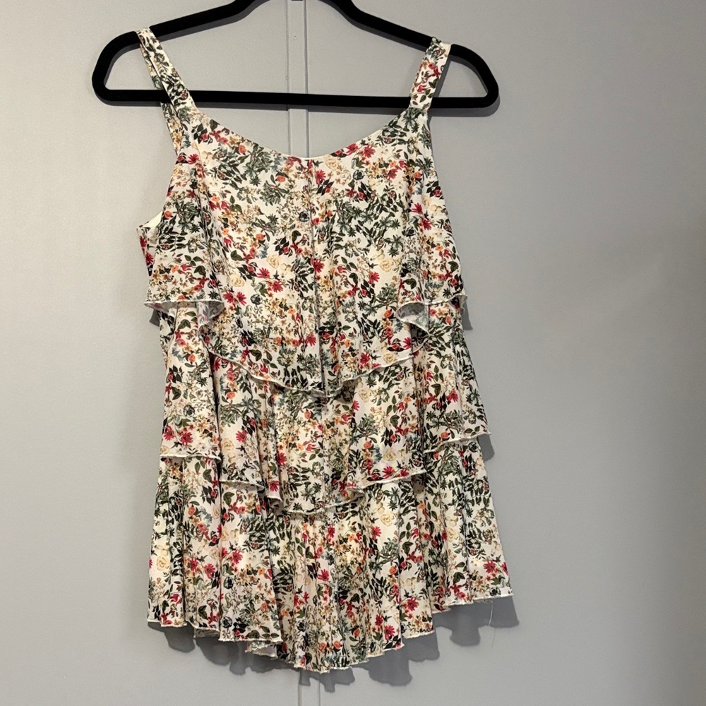Floral Ruffle Sleeveless Top